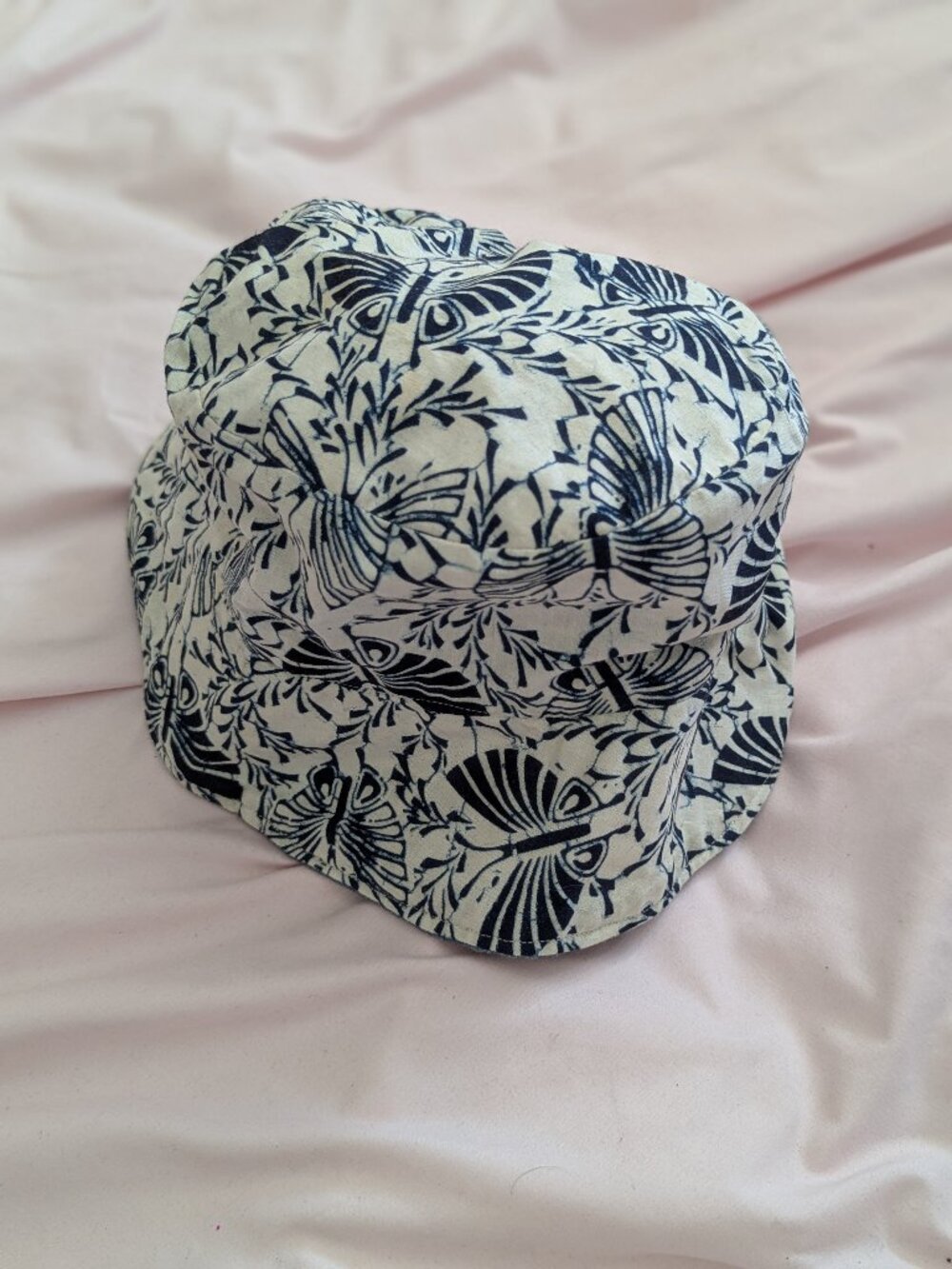 Unbranded Blue White Butterfly Cotton Bucket Hat